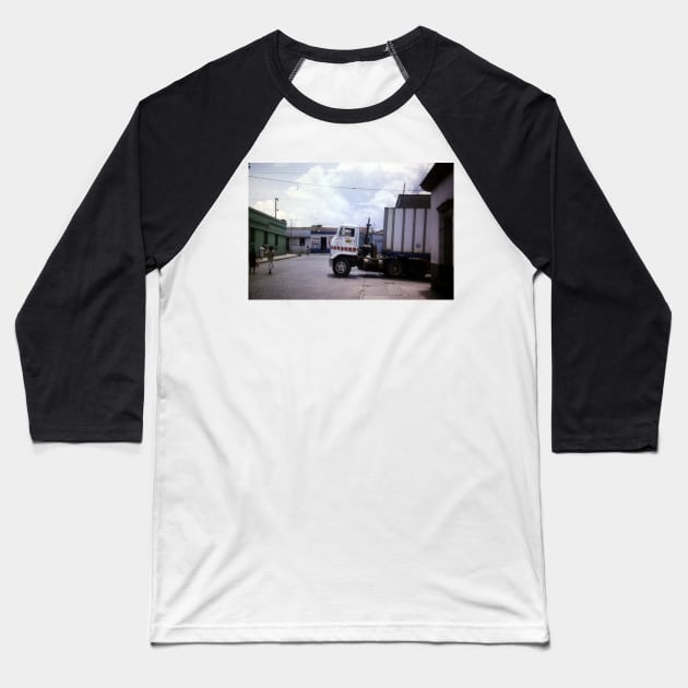 US articulated lorry in Guatemala City summer 1991 Baseball T-Shirt by Roland69